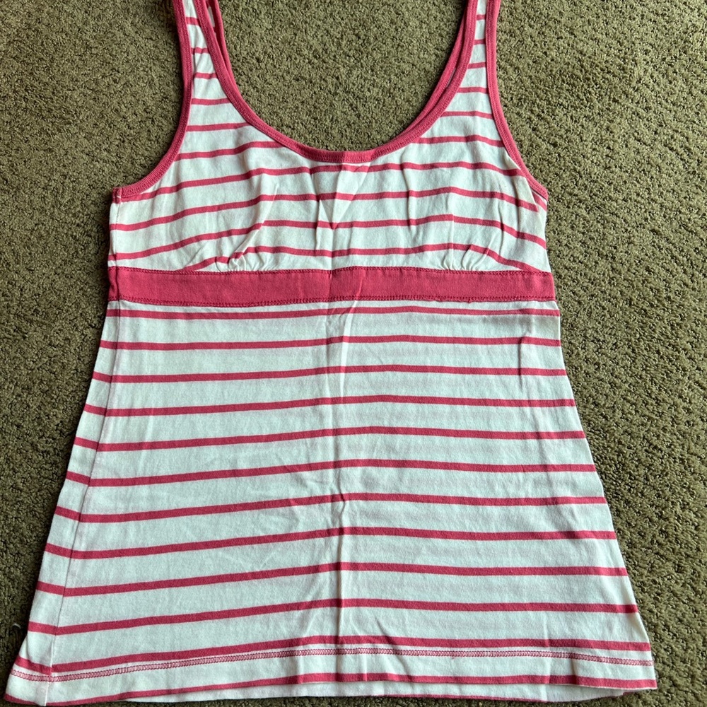 Striped Pink and White Women's Tank Top